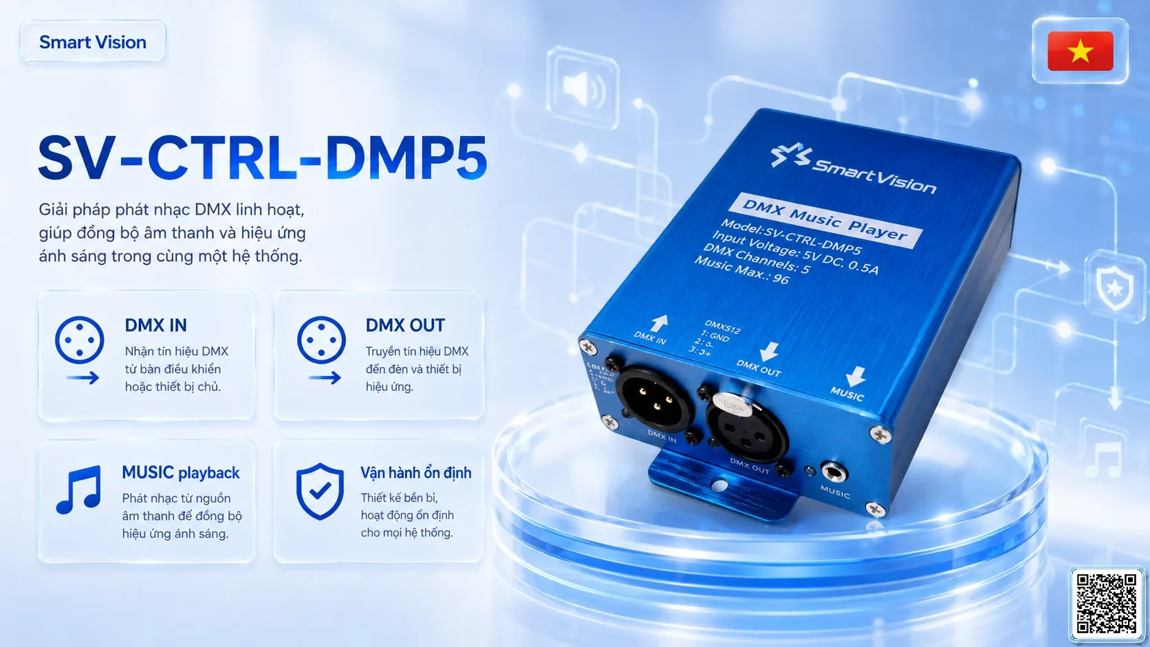 SV-CTRL-DMP5 SV-CTRL-DMP5 DMX Music Player Bộ điều khiển DMX, Nhạc nước DMX, Đèn DMX, Bơm DMX, hệ thống ánh sáng DMX
