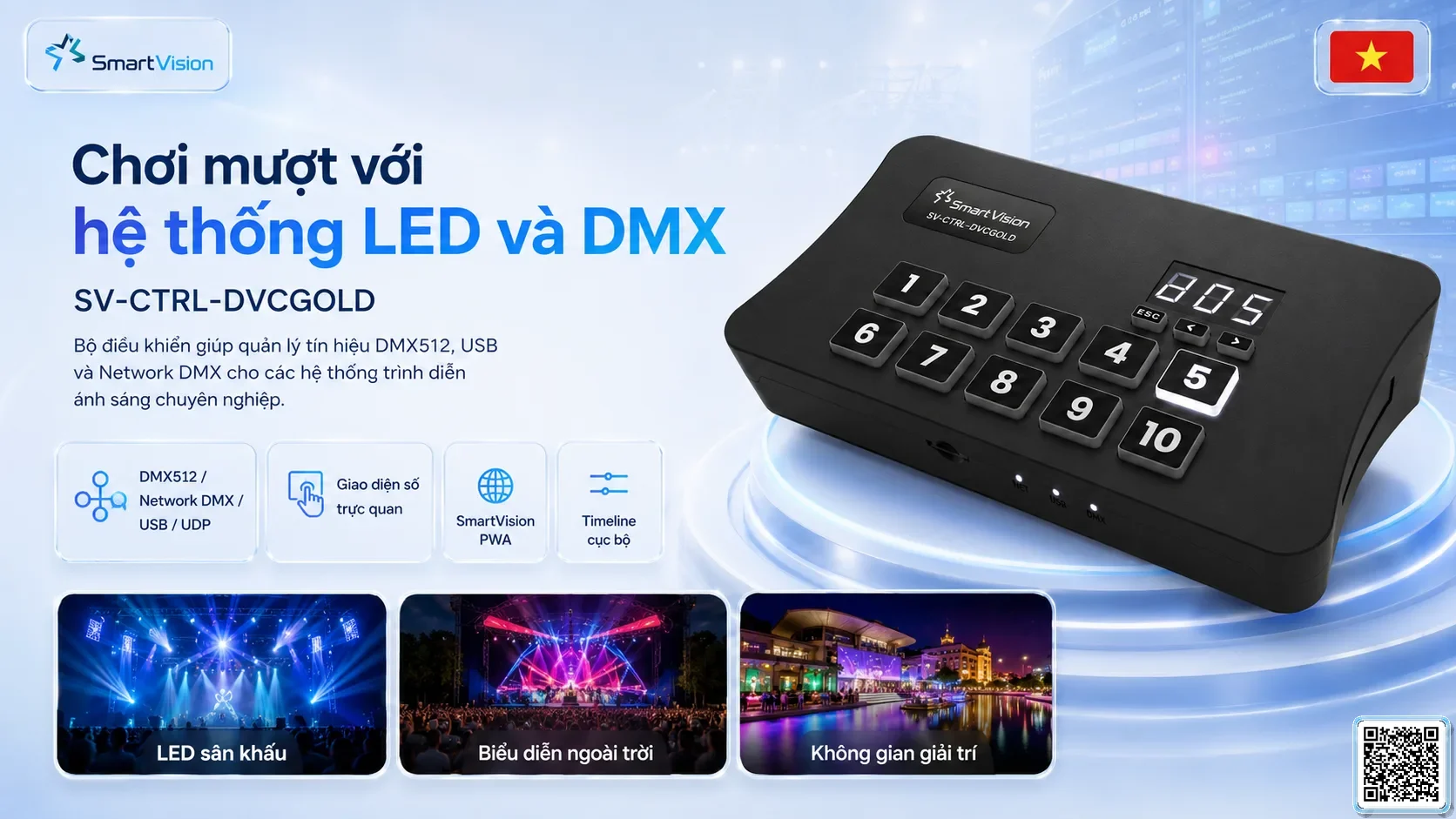 SV-CTRL-DVCGOLD SV-CTRL-DVCGOLD Network / USB-DMX Lighting Console Bộ điều khiển DMX, Nhạc nước DMX, Đèn DMX, Bơm DMX, hệ thống ánh sáng DMX