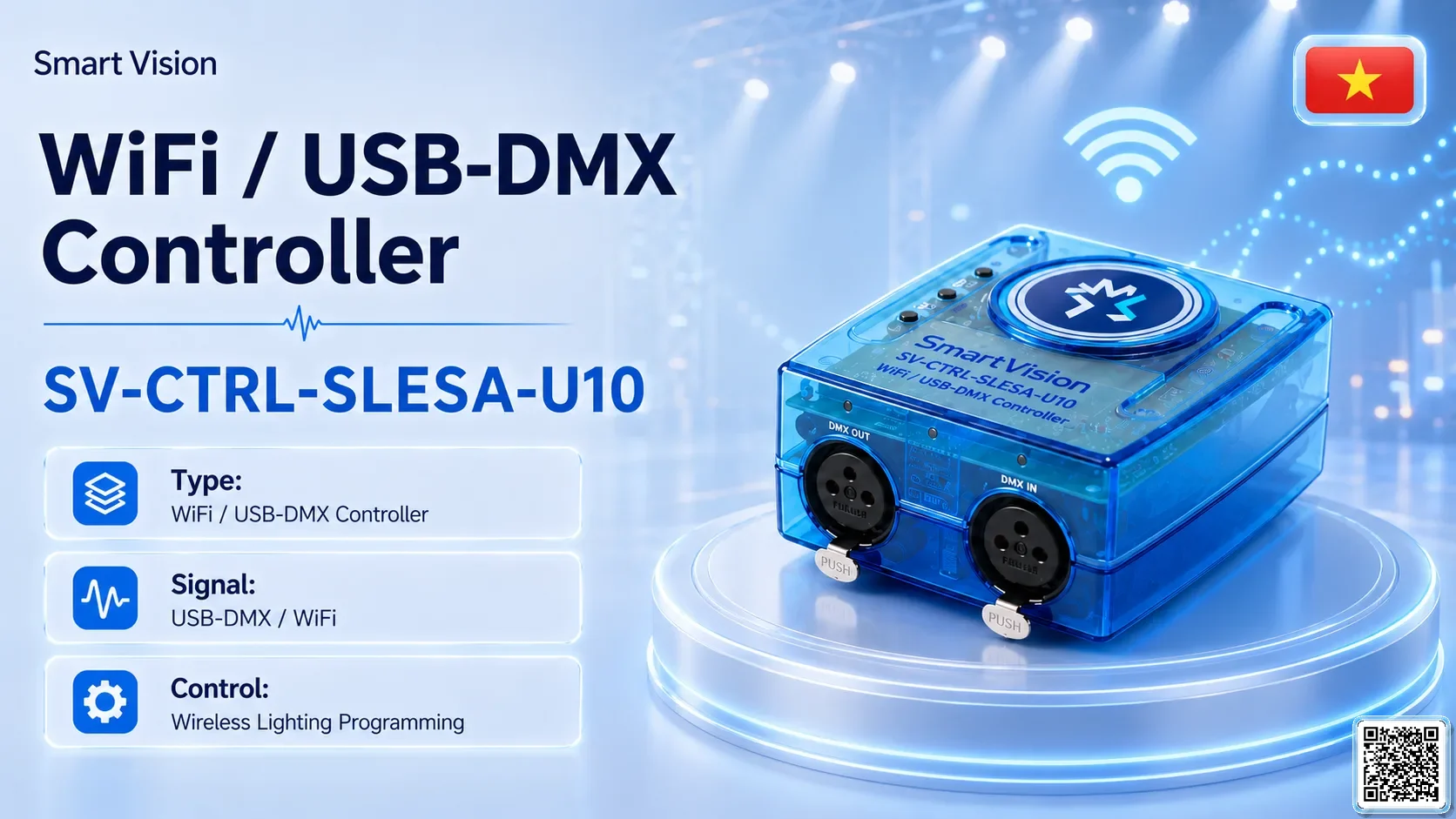 SV-CTRL-SLESA-U10 SV-CTRL-SLESA-U10 WiFi / USB-DMX Controller DMX Controller, DMX fountain, DMX Nozzle, DMX Pumps, DMX software, DMX Lighting