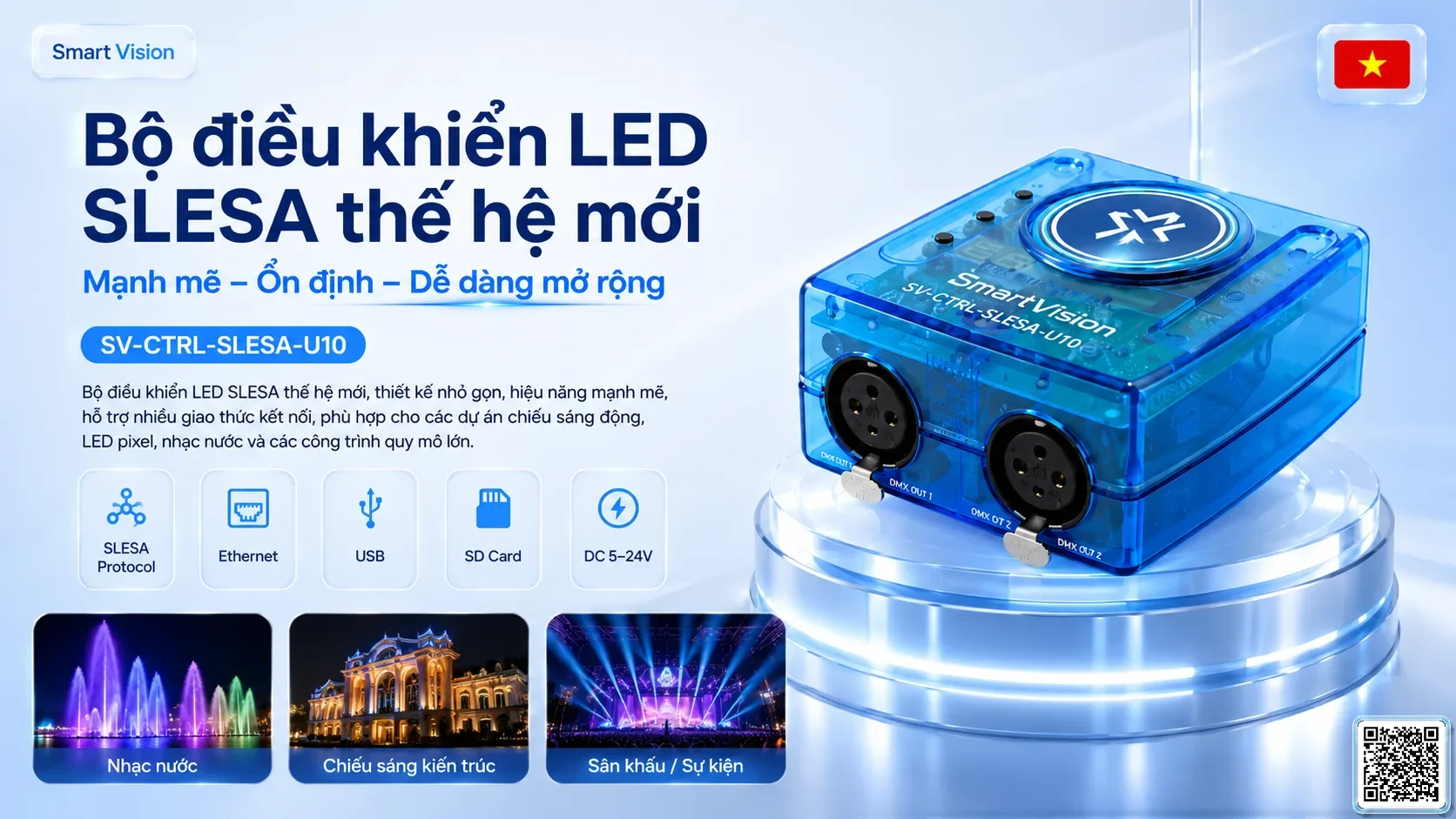 SV-CTRL-SLESA-U10 SV-CTRL-SLESA-U10 WiFi / USB-DMX Controller Bộ điều khiển DMX, Nhạc nước DMX, Đèn DMX, Bơm DMX, hệ thống ánh sáng DMX