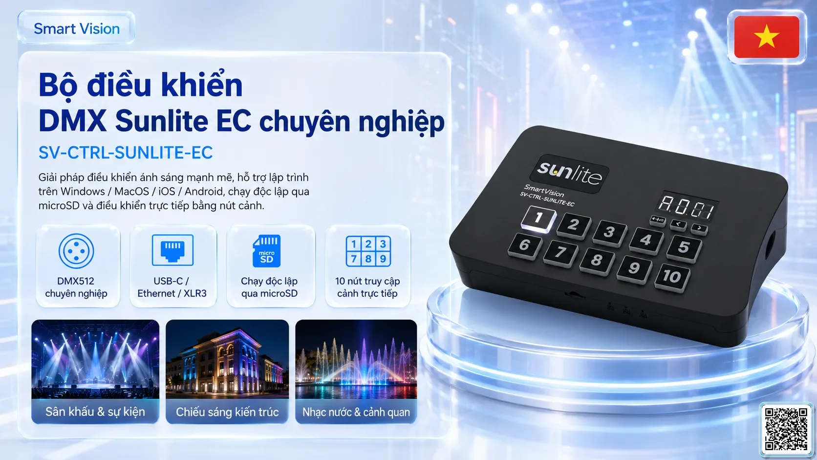 SV-CTRL-SUNLITE-EC SV-CTRL-SUNLITE-EC Network / USB-DMX Standalone Console Bộ điều khiển DMX, Nhạc nước DMX, Đèn DMX, Bơm DMX, hệ thống ánh sáng DMX