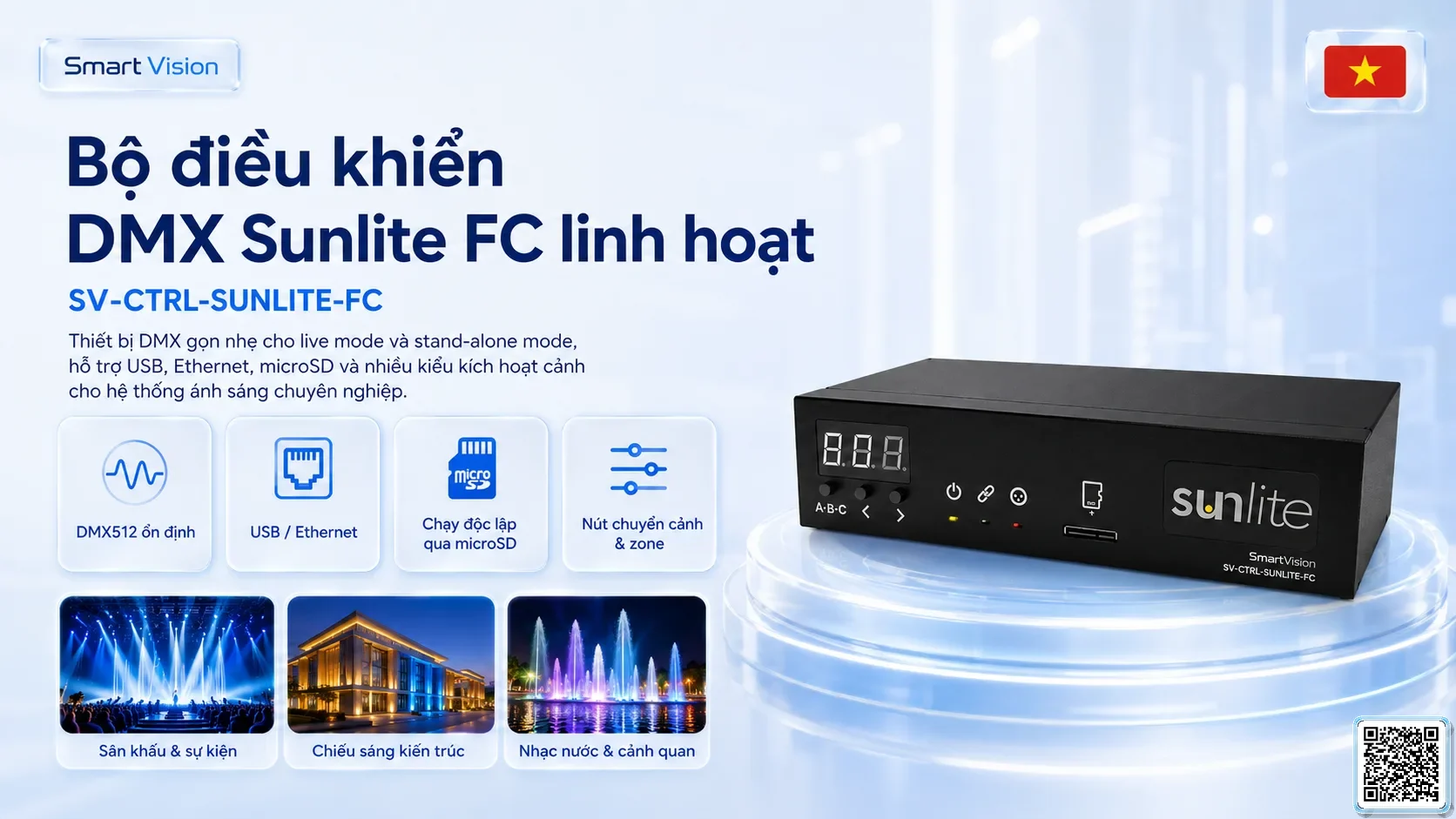 SV-CTRL-SUNLITE-FC SV-CTRL-SUNLITE-FC Network / USB-DMX Lighting Console Bộ điều khiển DMX, Nhạc nước DMX, Đèn DMX, Bơm DMX, hệ thống ánh sáng DMX