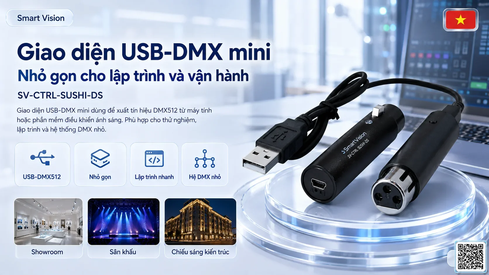 SV-CTRL-SUSHI-DS SV-CTRL-SUSHI-DS USB-DMX512 Controller Bộ điều khiển DMX, Nhạc nước DMX, Đèn DMX, Bơm DMX, hệ thống ánh sáng DMX