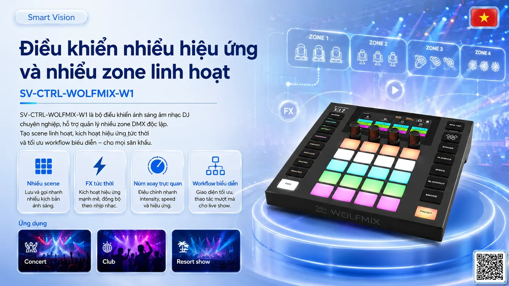 SV-CTRL-WOLFMIX-W1 SV-CTRL-WOLFMIX-W1 DJ Music Lighting Console Bộ điều khiển DMX, Nhạc nước DMX, Đèn DMX, Bơm DMX, hệ thống ánh sáng DMX