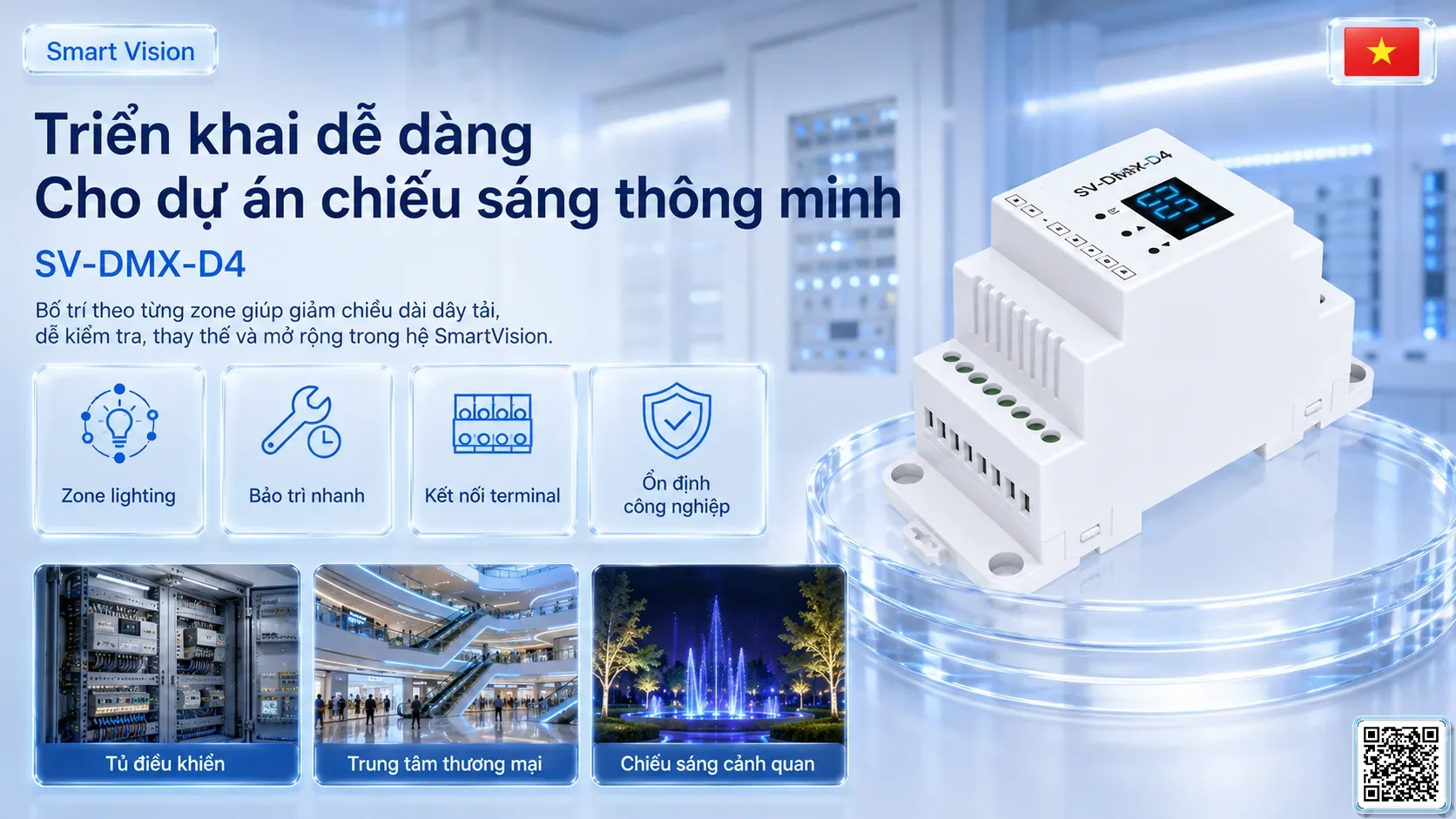 SV-DMX-D4 SV-DMX-D4 4-Channel Constant-Voltage DMX512/RDM Decoder Bộ điều khiển DMX, Nhạc nước DMX, Đèn DMX, Bơm DMX, hệ thống ánh sáng DMX