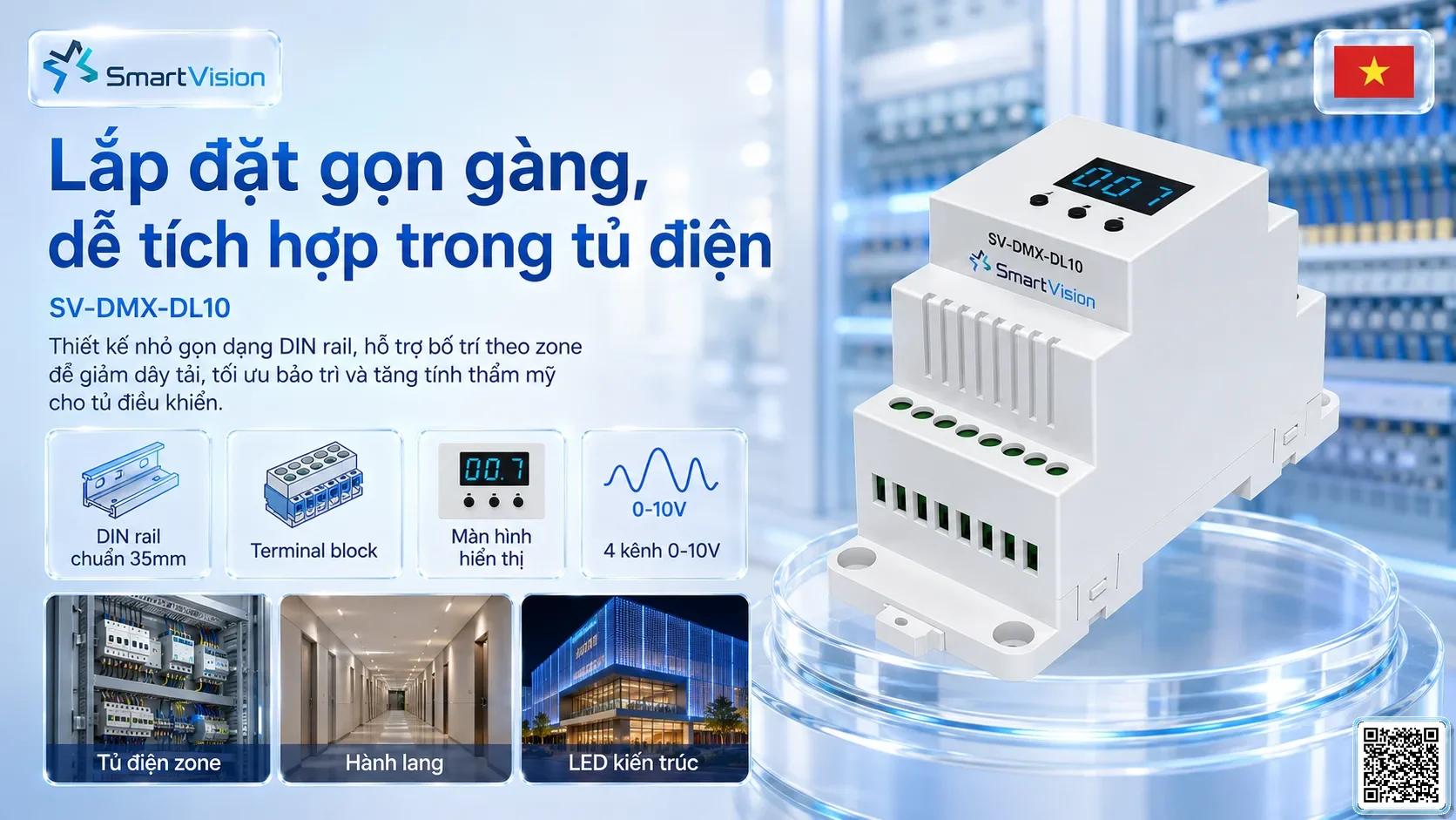 SV-DMX-DL10 SV-DMX-DL10 4-Channel DMX to 0-10V Converter Bộ điều khiển DMX, Nhạc nước DMX, Đèn DMX, Bơm DMX, hệ thống ánh sáng DMX