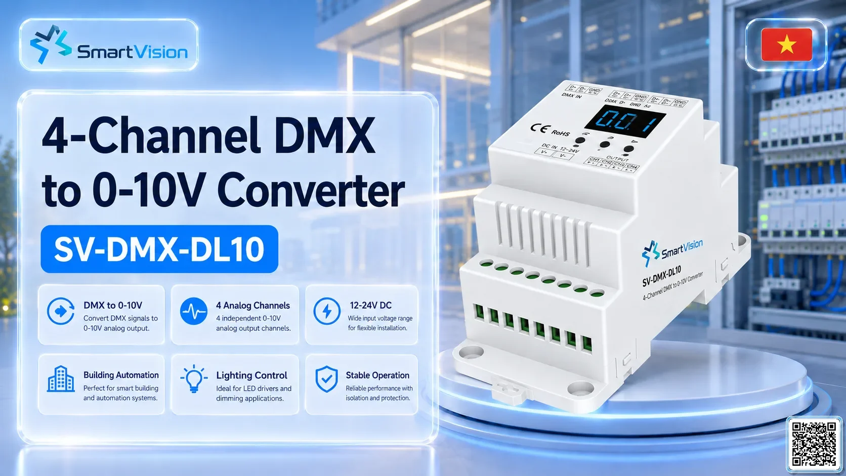 SV-DMX-DL10 SV-DMX-DL10 4-Channel DMX to 0-10V Converter DMX Controller, DMX fountain, DMX Nozzle, DMX Pumps, DMX software, DMX Lighting