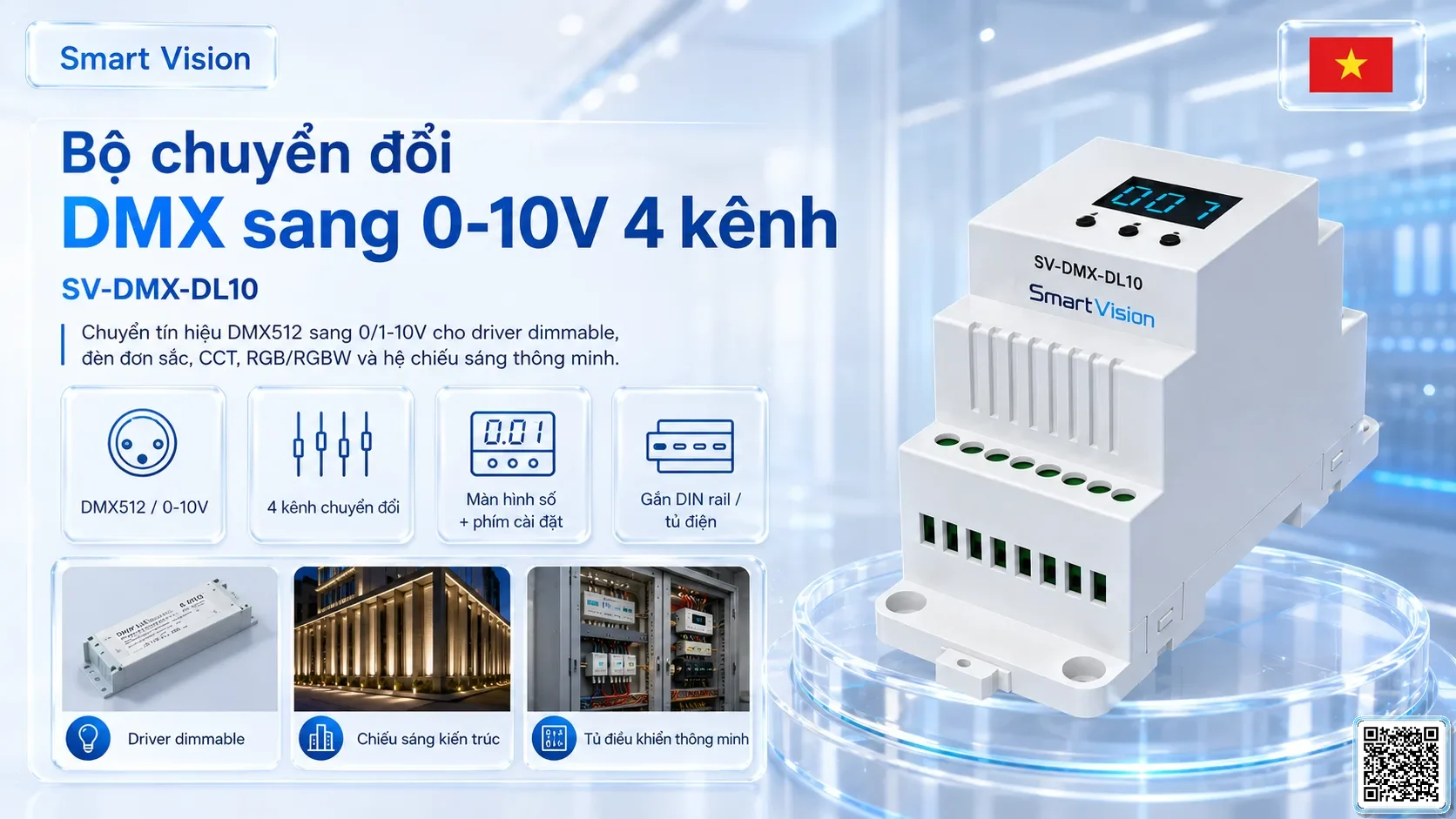 SV-DMX-DL10 SV-DMX-DL10 4-Channel DMX to 0-10V Converter Bộ điều khiển DMX, Nhạc nước DMX, Đèn DMX, Bơm DMX, hệ thống ánh sáng DMX