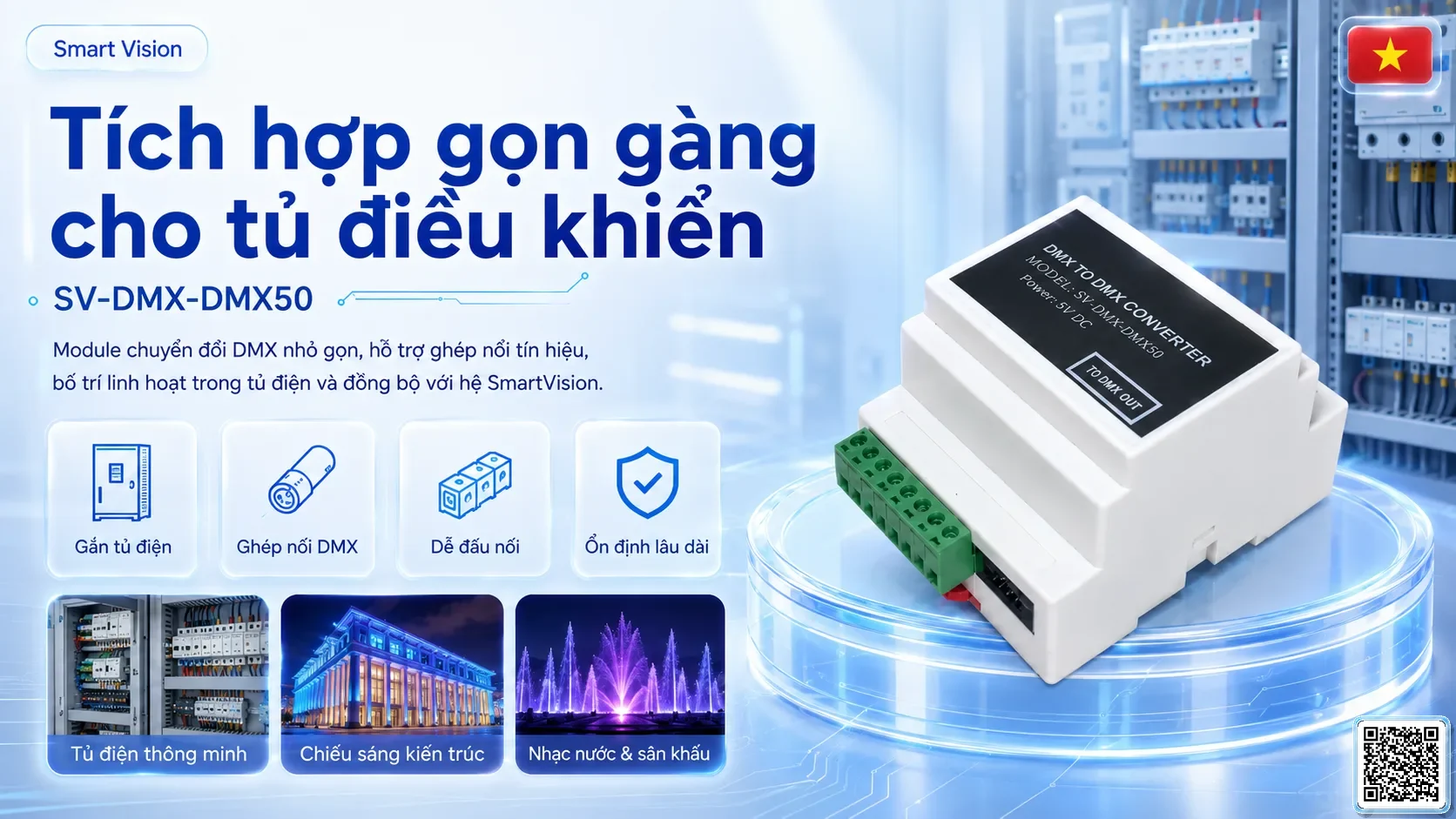 SV-DMX-DMX50 SV-DMX-DMX50 DMX Console Converter Module Bộ điều khiển DMX, Nhạc nước DMX, Đèn DMX, Bơm DMX, hệ thống ánh sáng DMX