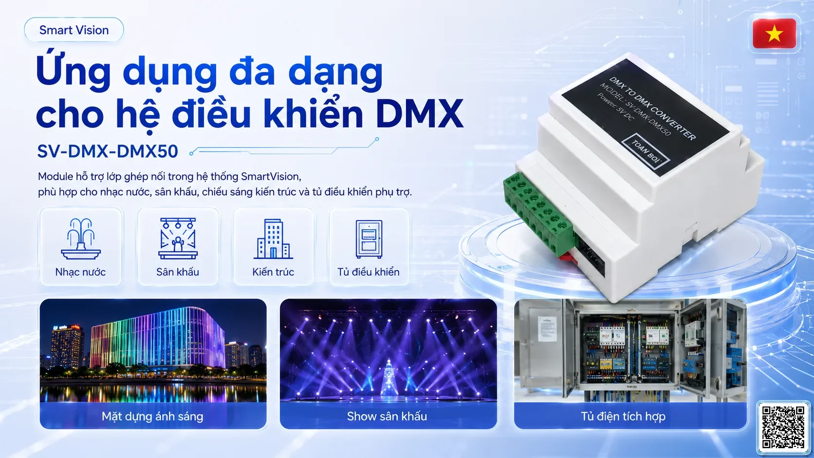 SV-DMX-DMX50 SV-DMX-DMX50 DMX Console Converter Module Bộ điều khiển DMX, Nhạc nước DMX, Đèn DMX, Bơm DMX, hệ thống ánh sáng DMX