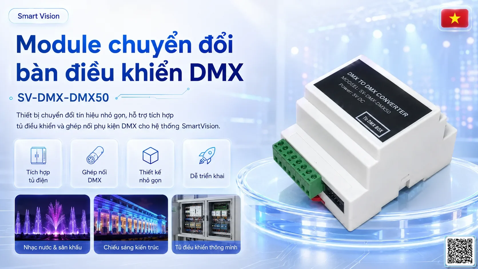 SV-DMX-DMX50 SV-DMX-DMX50 DMX Console Converter Module Bộ điều khiển DMX, Nhạc nước DMX, Đèn DMX, Bơm DMX, hệ thống ánh sáng DMX