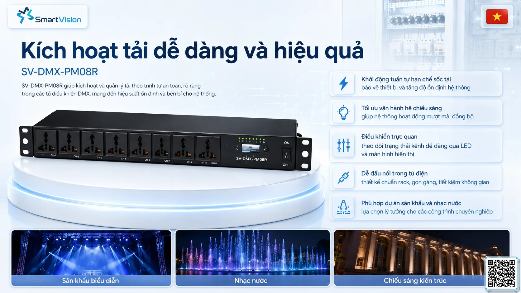 SV-DMX-PM08R SV-DMX-PM08R DMX Power Sequencer Bộ điều khiển DMX, Nhạc nước DMX, Đèn DMX, Bơm DMX, hệ thống ánh sáng DMX
