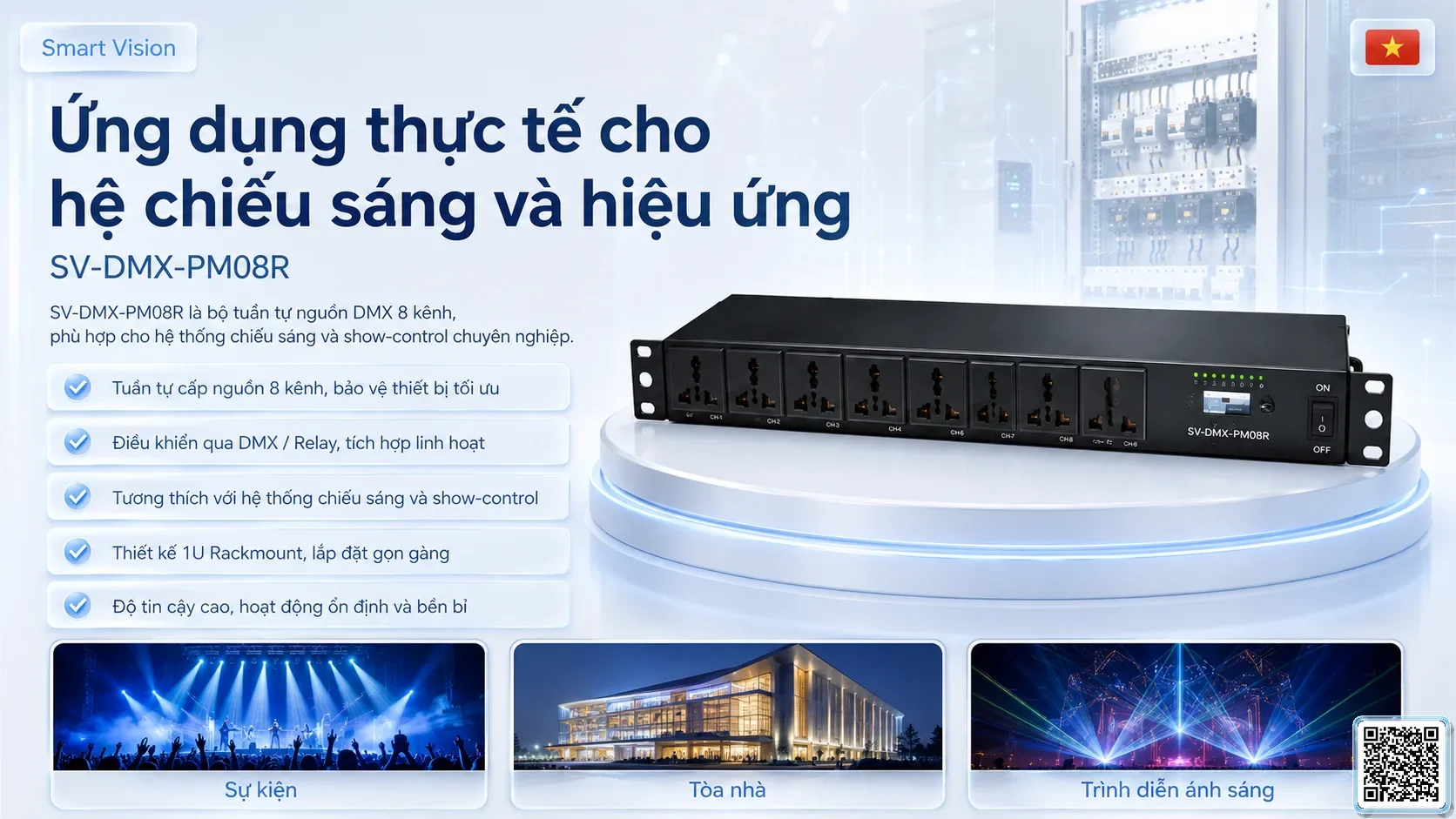 SV-DMX-PM08R SV-DMX-PM08R DMX Power Sequencer Bộ điều khiển DMX, Nhạc nước DMX, Đèn DMX, Bơm DMX, hệ thống ánh sáng DMX