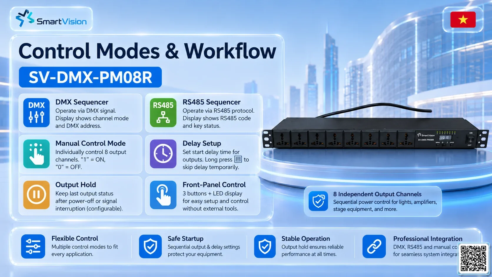 SV-DMX-PM08R SV-DMX-PM08R DMX Power Sequencer DMX Controller, DMX fountain, DMX Nozzle, DMX Pumps, DMX software, DMX Lighting