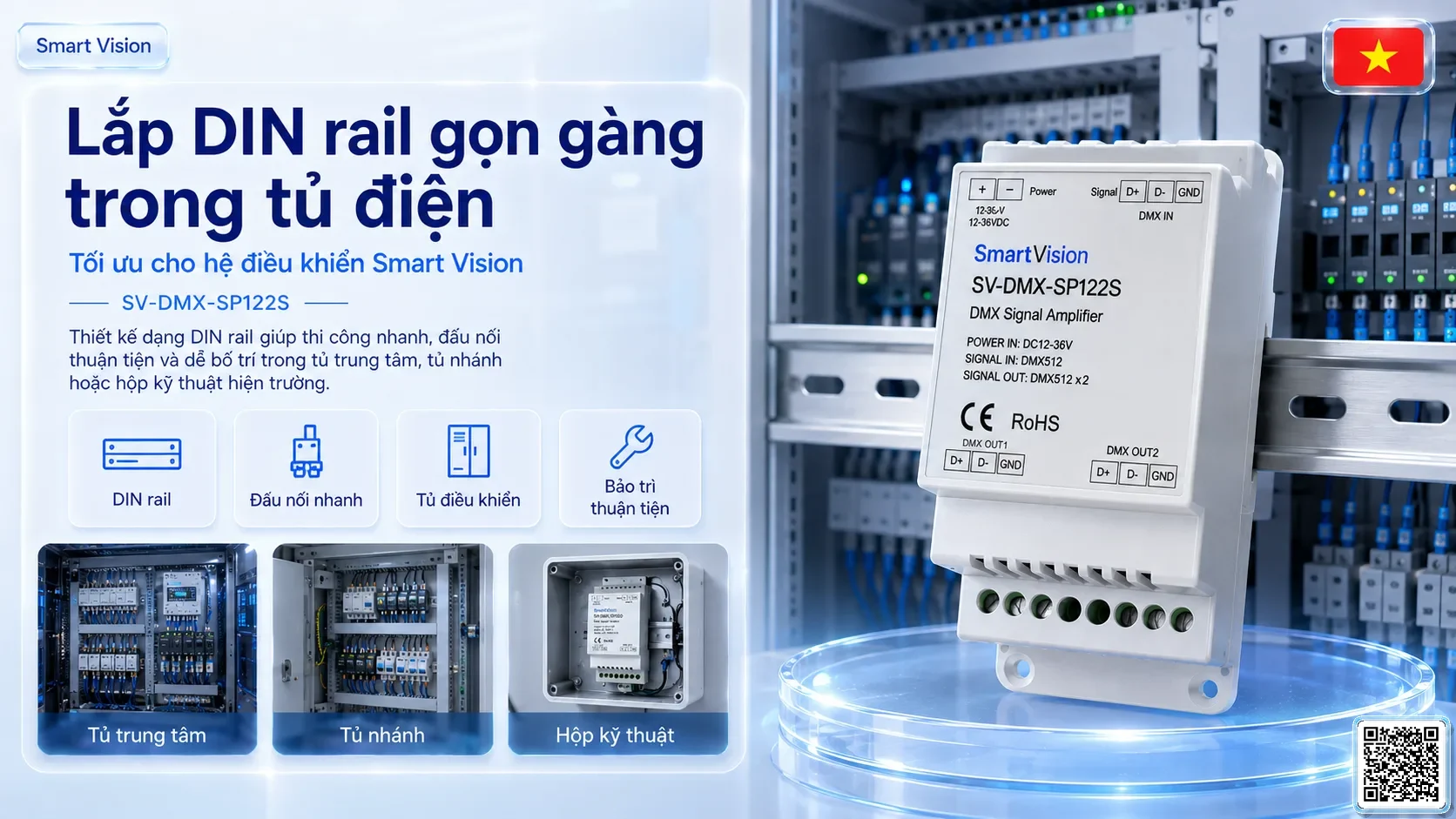 SV-DMX-SP122S SV-DMX-SP122S 1-in / 2-out DMX Signal Splitter Bộ điều khiển DMX, Nhạc nước DMX, Đèn DMX, Bơm DMX, hệ thống ánh sáng DMX