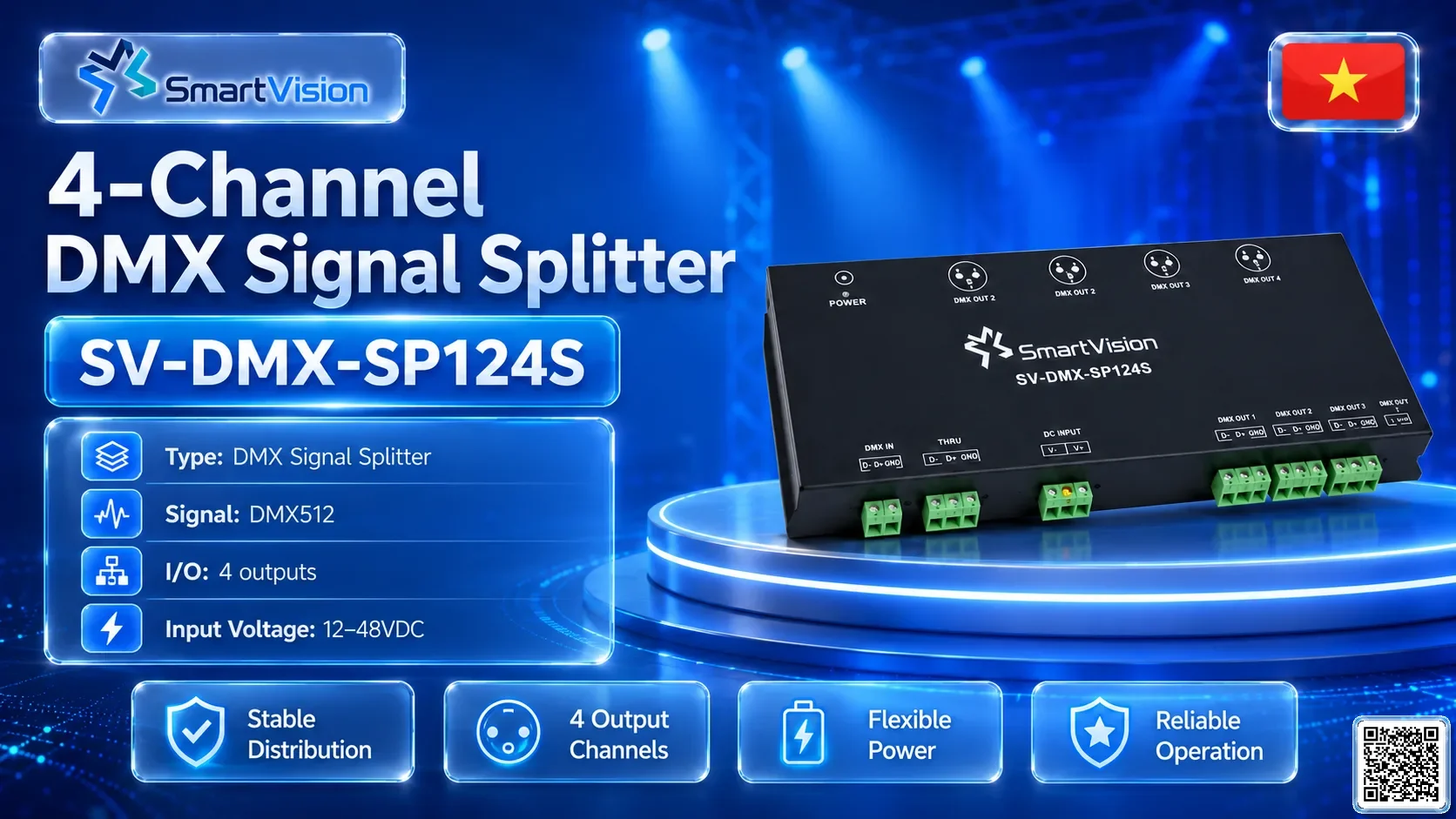 SV-DMX-SP122S SV-DMX-SP122S 1-in / 2-out DMX Signal Splitter DMX Controller, DMX fountain, DMX Nozzle, DMX Pumps, DMX software, DMX Lighting