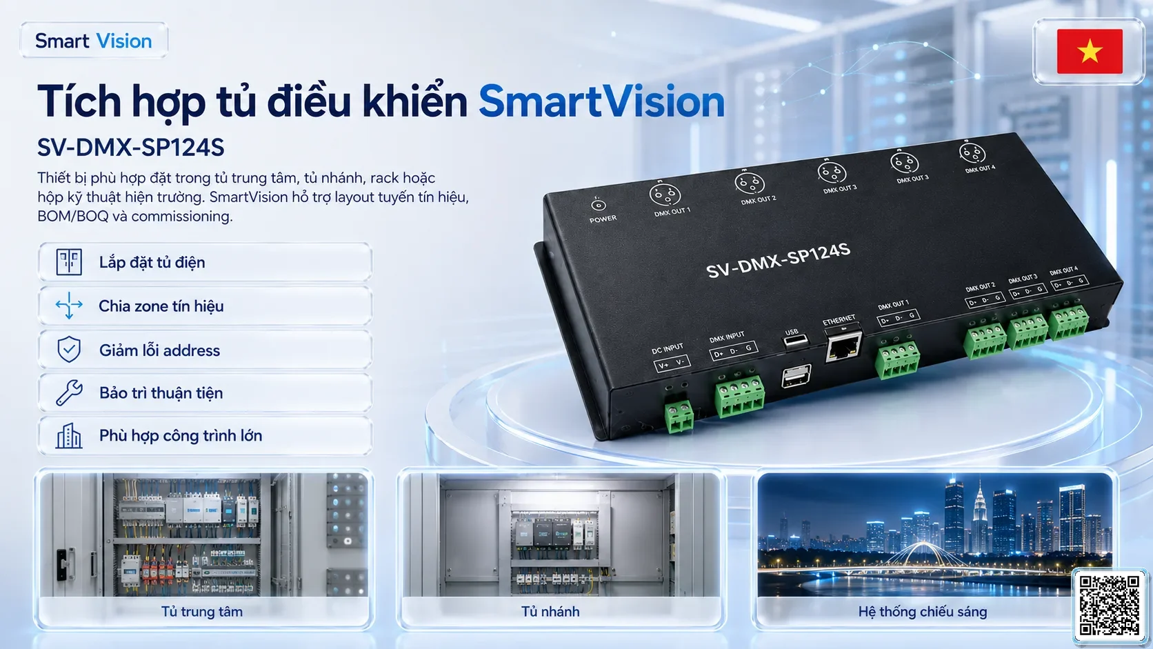 SV-DMX-SP124S SV-DMX-SP124S 4-Channel DMX Signal Splitter Bộ điều khiển DMX, Nhạc nước DMX, Đèn DMX, Bơm DMX, hệ thống ánh sáng DMX