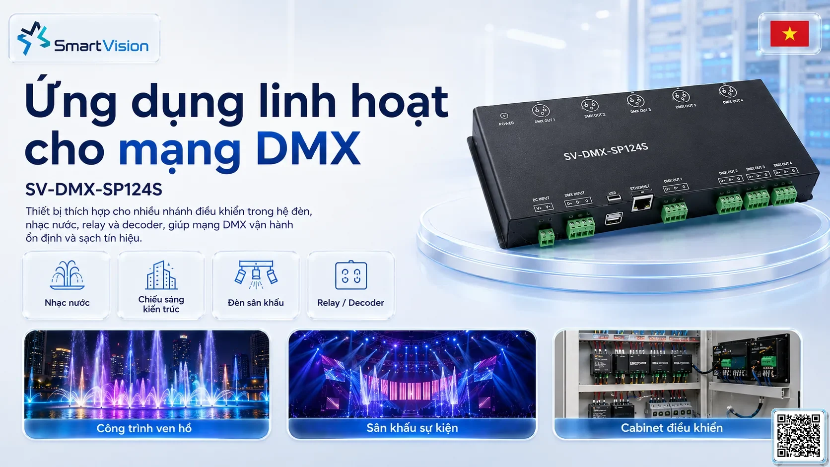 SV-DMX-SP124S SV-DMX-SP124S 4-Channel DMX Signal Splitter Bộ điều khiển DMX, Nhạc nước DMX, Đèn DMX, Bơm DMX, hệ thống ánh sáng DMX