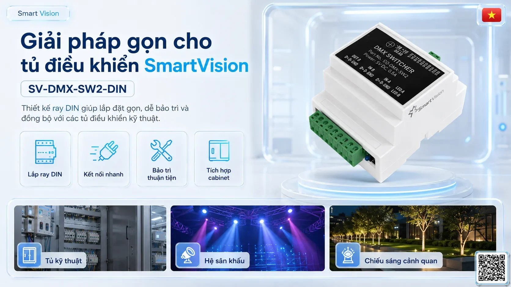 SV-DMX-SW2-DIN SV-DMX-SW2-DIN DIN Rail DMX Signal Switcher Bộ điều khiển DMX, Nhạc nước DMX, Đèn DMX, Bơm DMX, hệ thống ánh sáng DMX