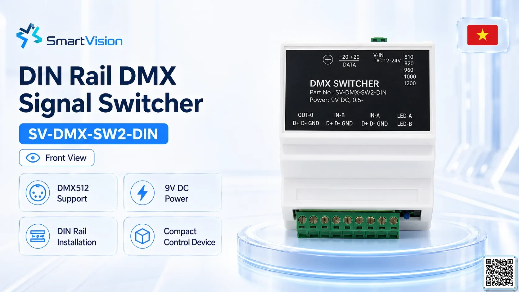 SV-DMX-SW2-DIN SV-DMX-SW2-DIN DIN Rail DMX Signal Switcher DMX Controller, DMX fountain, DMX Nozzle, DMX Pumps, DMX software, DMX Lighting