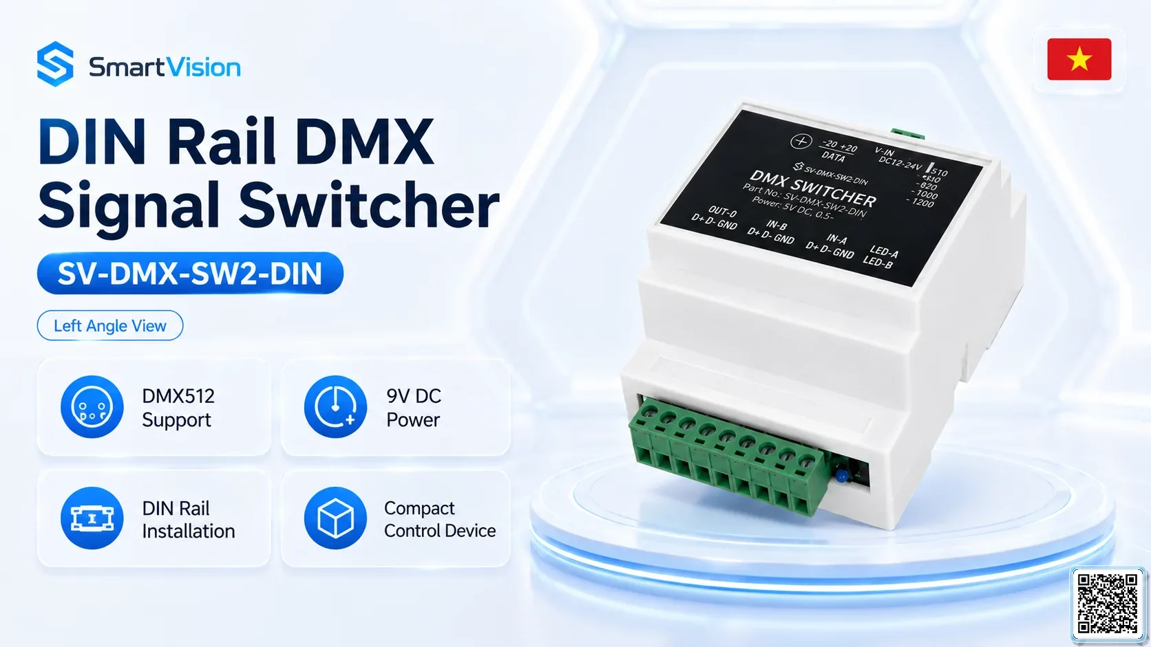 SV-DMX-SW2-DIN SV-DMX-SW2-DIN DIN Rail DMX Signal Switcher DMX Controller, DMX fountain, DMX Nozzle, DMX Pumps, DMX software, DMX Lighting