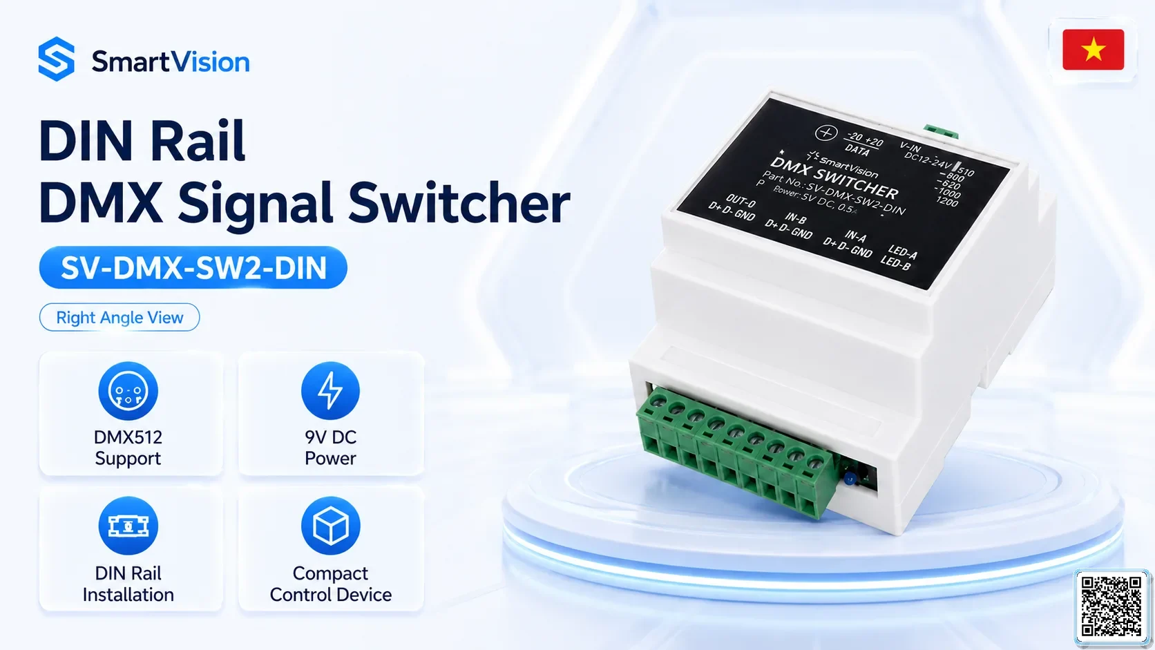 SV-DMX-SW2-DIN SV-DMX-SW2-DIN DIN Rail DMX Signal Switcher DMX Controller, DMX fountain, DMX Nozzle, DMX Pumps, DMX software, DMX Lighting