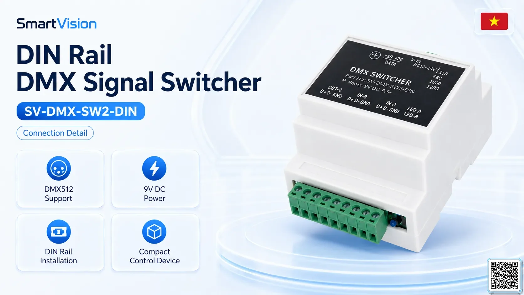 SV-DMX-SW2-DIN SV-DMX-SW2-DIN DIN Rail DMX Signal Switcher DMX Controller, DMX fountain, DMX Nozzle, DMX Pumps, DMX software, DMX Lighting
