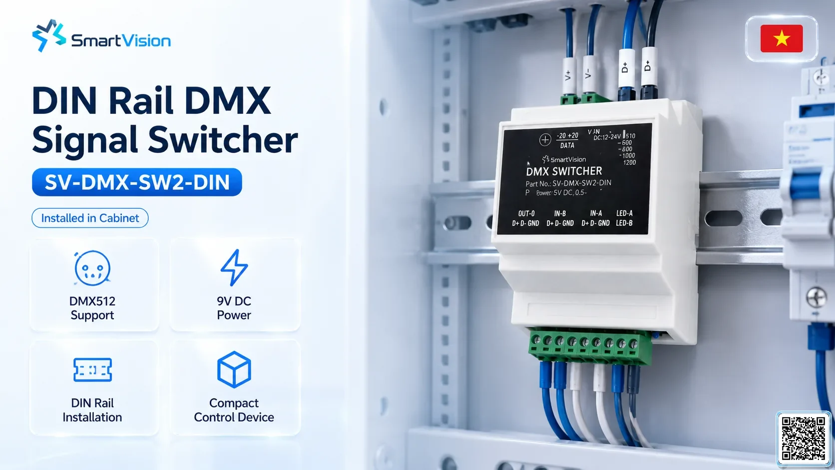 SV-DMX-SW2-DIN SV-DMX-SW2-DIN DIN Rail DMX Signal Switcher DMX Controller, DMX fountain, DMX Nozzle, DMX Pumps, DMX software, DMX Lighting