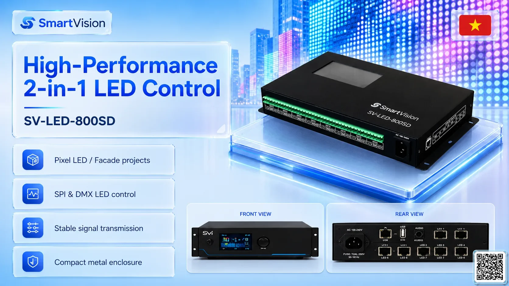 SV-LED-800SD SV-LED-800SD 2-in-1 LED Controller DMX Controller, DMX fountain, DMX Nozzle, DMX Pumps, DMX software, DMX Lighting