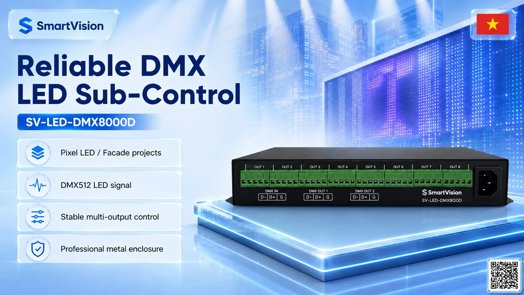 SV-LED-DMX8000D SV-LED-DMX8000D DMX LED Sub-Controller DMX Controller, DMX fountain, DMX Nozzle, DMX Pumps, DMX software, DMX Lighting
