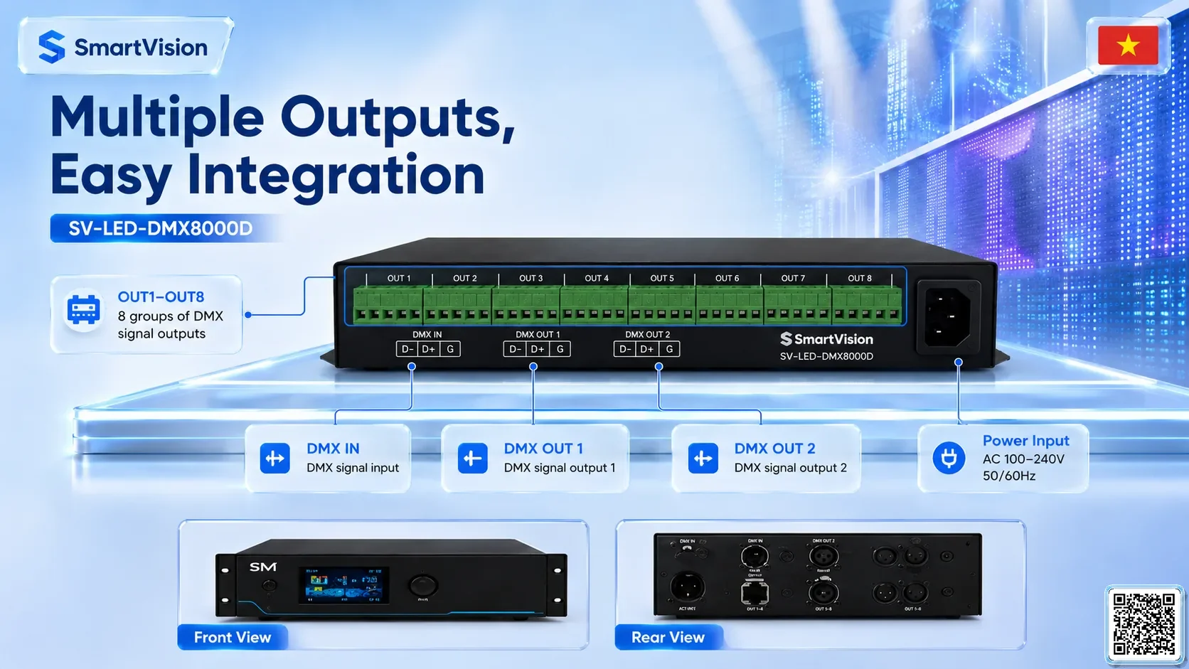 SV-LED-DMX8000D SV-LED-DMX8000D DMX LED Sub-Controller DMX Controller, DMX fountain, DMX Nozzle, DMX Pumps, DMX software, DMX Lighting