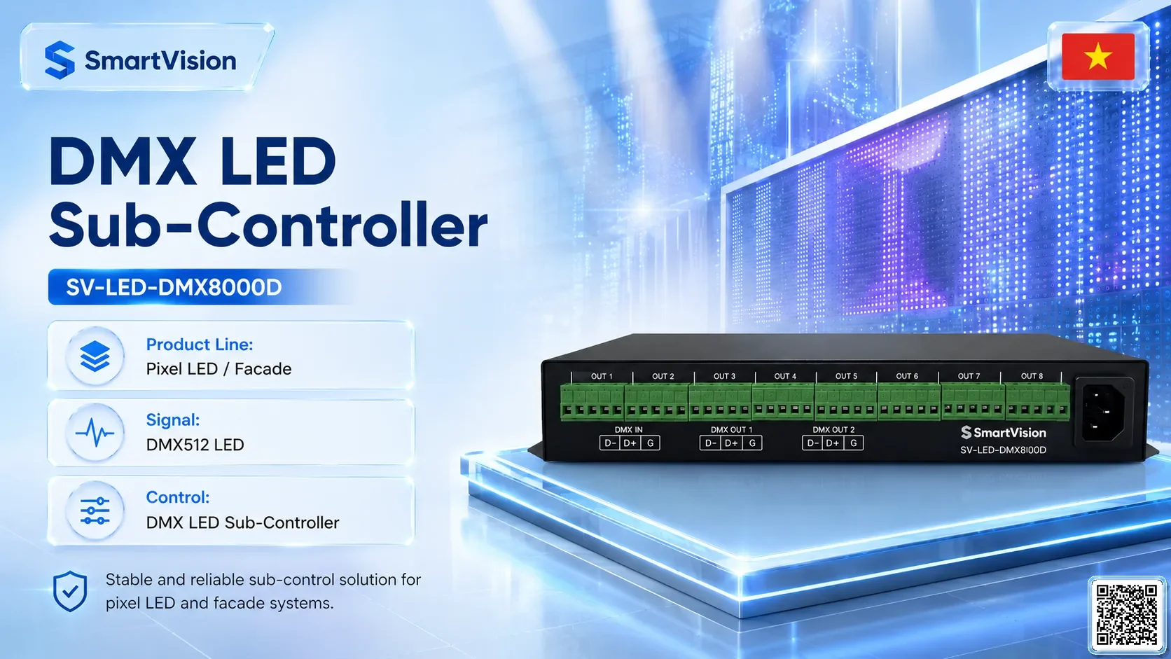 SV-LED-DMX8000D SV-LED-DMX8000D DMX LED Sub-Controller DMX Controller, DMX fountain, DMX Nozzle, DMX Pumps, DMX software, DMX Lighting