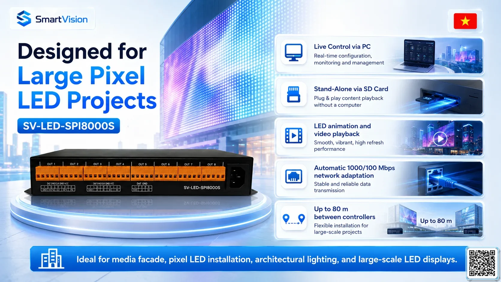SV-LED-SPI8000S SV-LED-SPI8000S SPI LED Sub-Controller DMX Controller, DMX fountain, DMX Nozzle, DMX Pumps, DMX software, DMX Lighting
