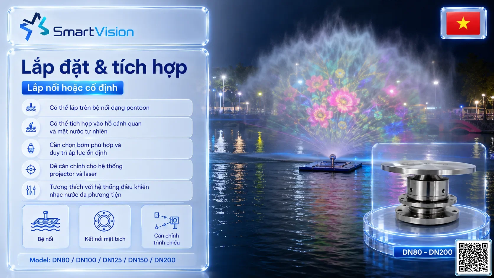 SV-NZ-WSC Gallery URLs Water Screen Projection Nozzle - Vòi màn nước trình chiếu phim 3D mapping