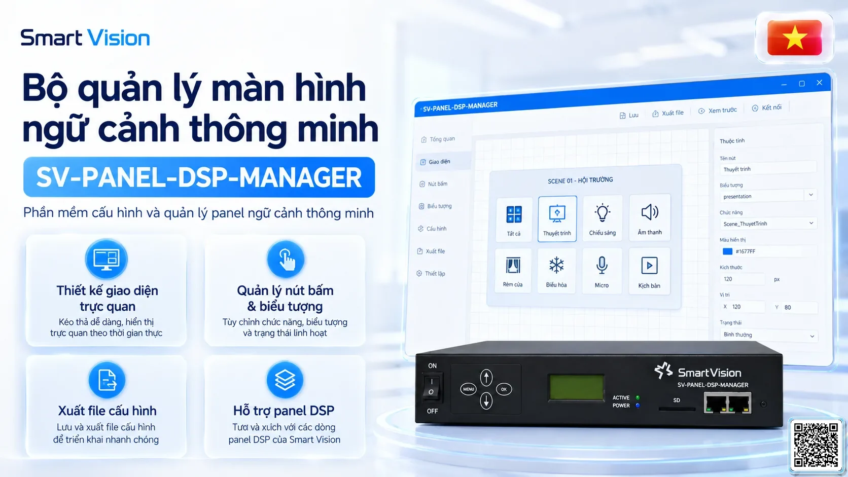 SV-PANEL-DSP-MANAGER SV-PANEL-DSP-MANAGER Smart Scene Panel Manager Bộ điều khiển DMX, Nhạc nước DMX, Đèn DMX, Bơm DMX, hệ thống ánh sáng DMX