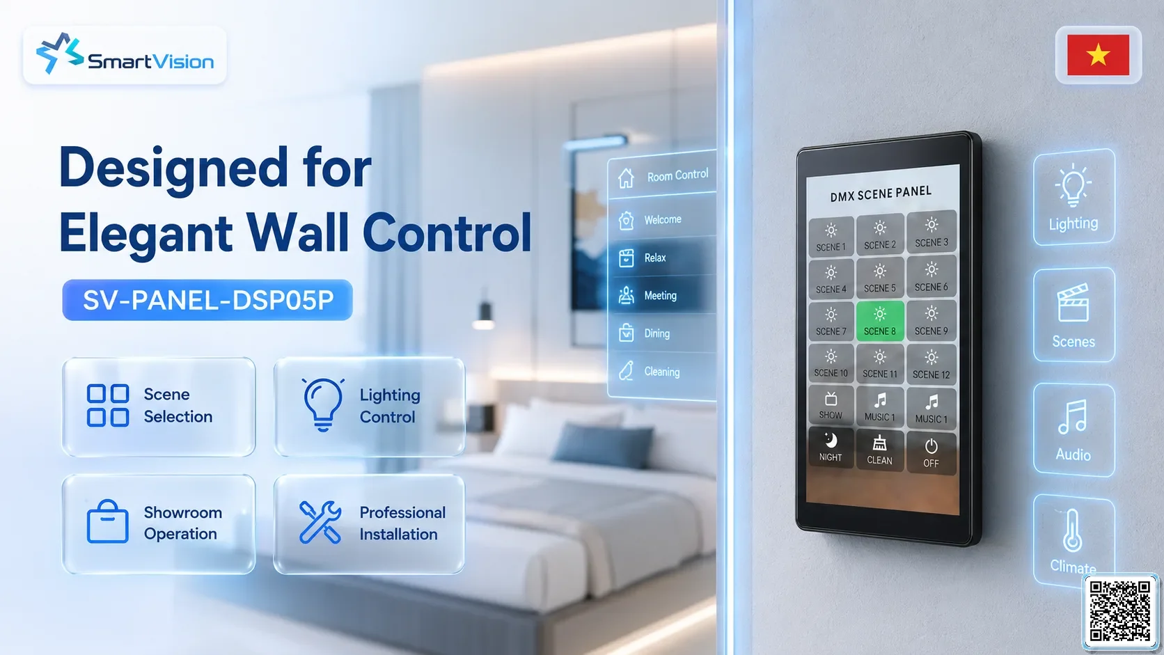 SV-PANEL-DSP05P SV-PANEL-DSP05P 5-inch PoE Smart Scene Panel DMX Controller, DMX fountain, DMX Nozzle, DMX Pumps, DMX software, DMX Lighting