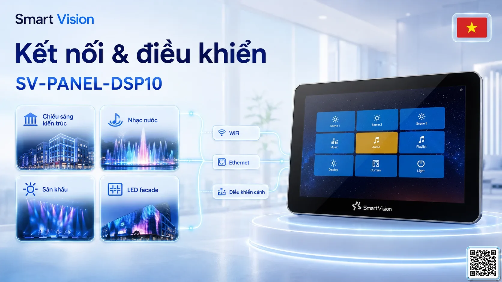 SV-PANEL-DSP10 SV-PANEL-DSP10 10-inch PoE Smart Scene Panel Bộ điều khiển DMX, Nhạc nước DMX, Đèn DMX, Bơm DMX, hệ thống ánh sáng DMX