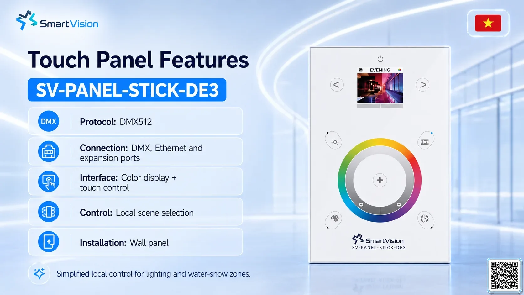 SV-PANEL-STICK-DE3 SV-PANEL-STICK-DE3 Network / USB-DMX Touch Panel DMX Controller, DMX fountain, DMX Nozzle, DMX Pumps, DMX software, DMX Lighting