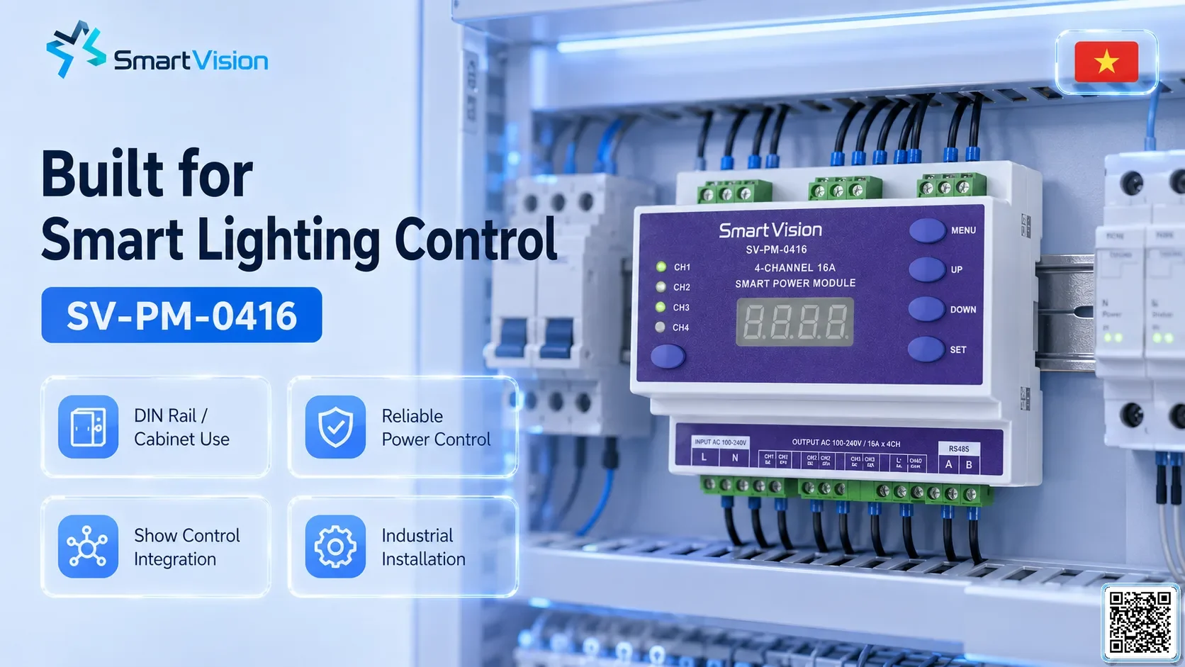 SV-PM-0416 SV-PM-0416 4-Channel 16A Smart Lighting Power Module DMX Controller, DMX fountain, DMX Nozzle, DMX Pumps, DMX software, DMX Lighting