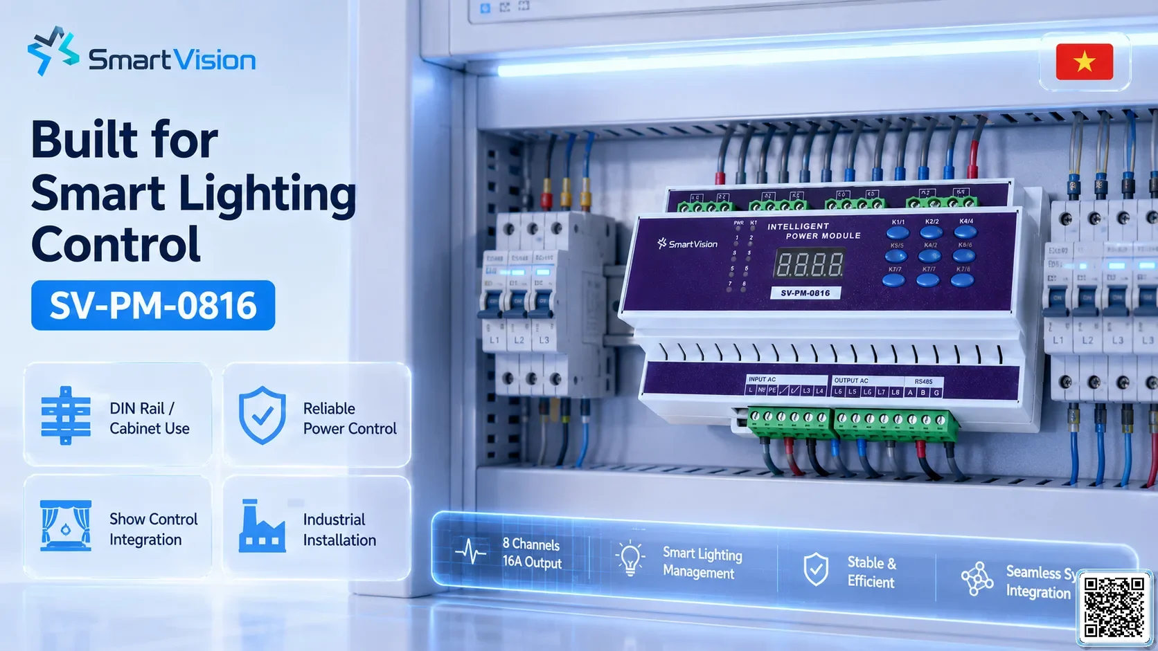 SV-PM-0816 SV-PM-0816 8-Channel 16A Smart Lighting Power Module DMX Controller, DMX fountain, DMX Nozzle, DMX Pumps, DMX software, DMX Lighting