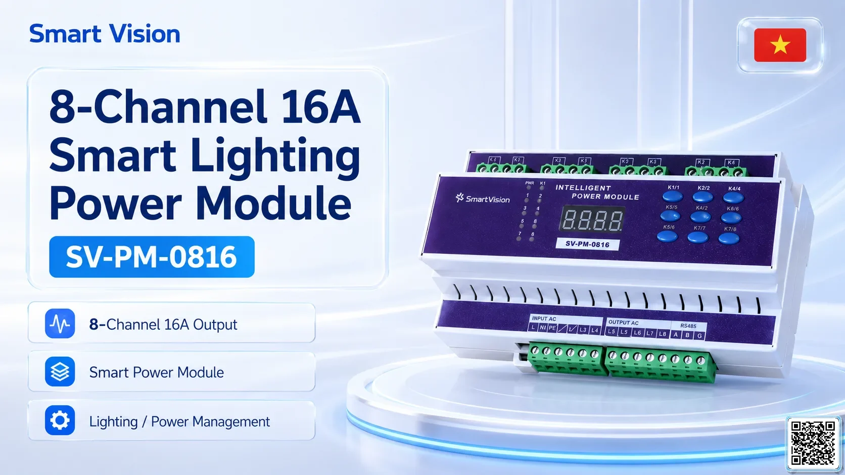 SV-PM-0816 SV-PM-0816 8-Channel 16A Smart Lighting Power Module DMX Controller, DMX fountain, DMX Nozzle, DMX Pumps, DMX software, DMX Lighting