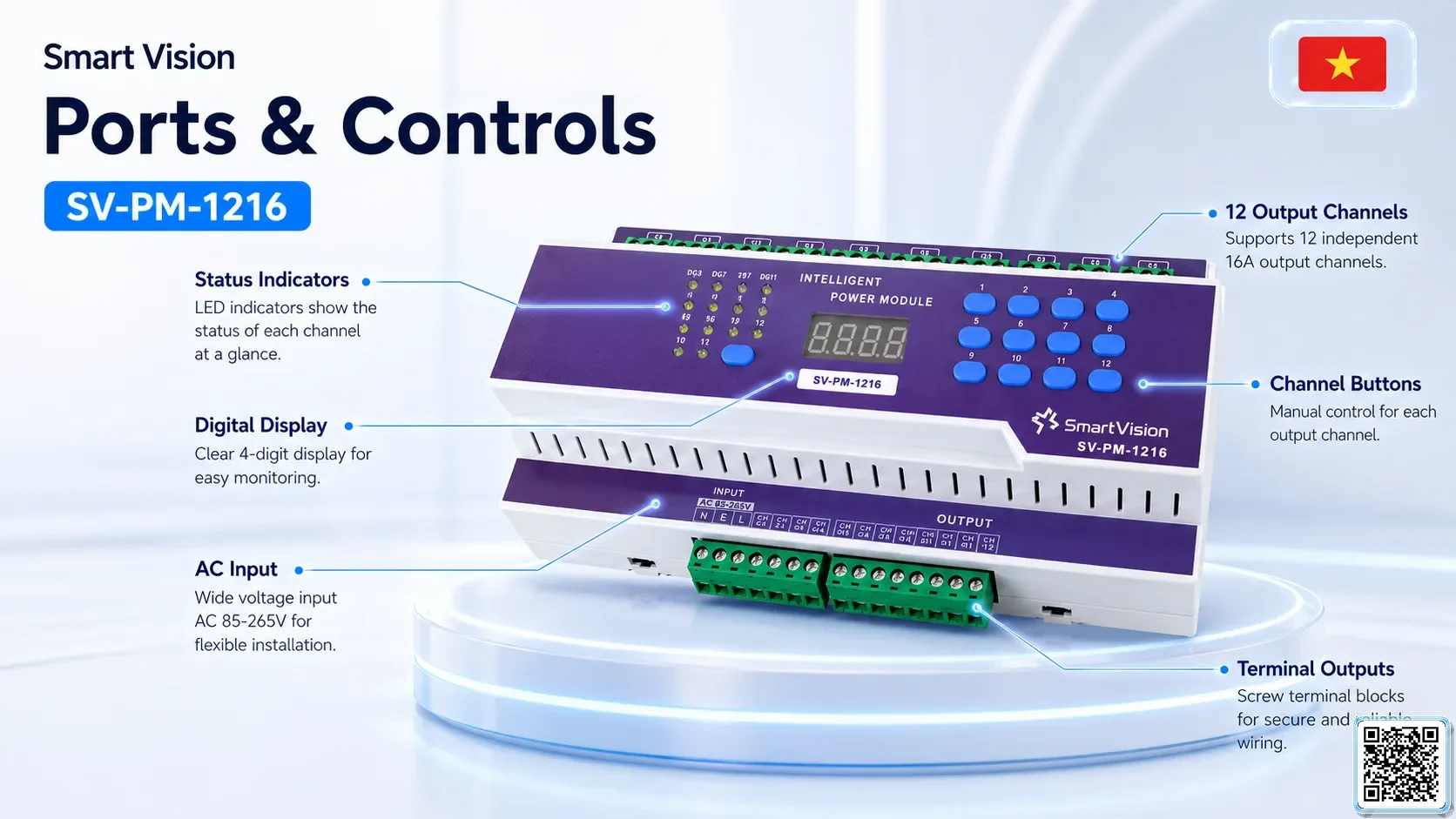 SV-PM-1216 SV-PM-1216 12-Channel 16A Smart Lighting Power Module DMX Controller, DMX fountain, DMX Nozzle, DMX Pumps, DMX software, DMX Lighting