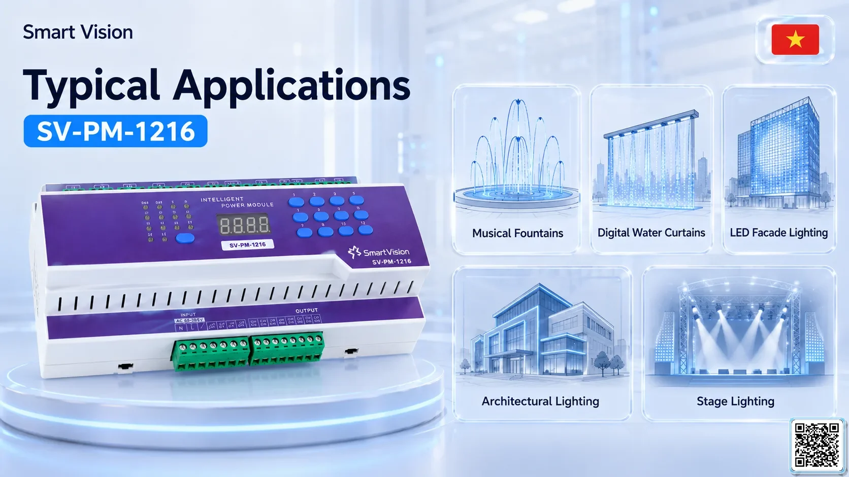 SV-PM-1216 SV-PM-1216 12-Channel 16A Smart Lighting Power Module DMX Controller, DMX fountain, DMX Nozzle, DMX Pumps, DMX software, DMX Lighting