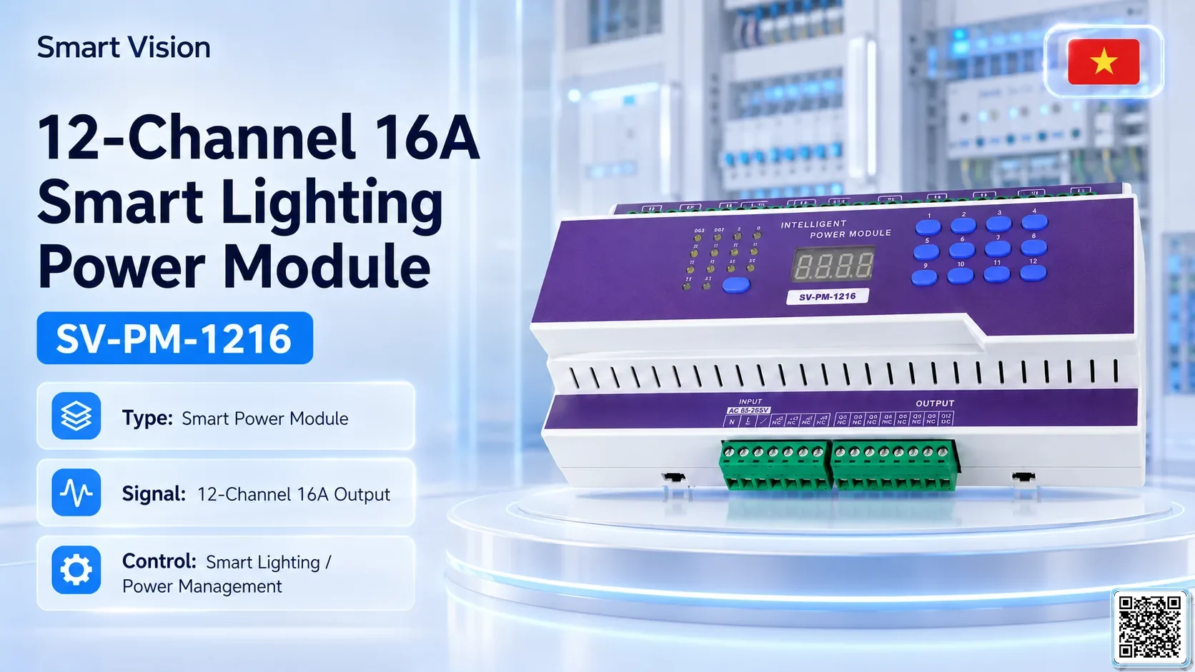 SV-PM-1216 SV-PM-1216 12-Channel 16A Smart Lighting Power Module DMX Controller, DMX fountain, DMX Nozzle, DMX Pumps, DMX software, DMX Lighting