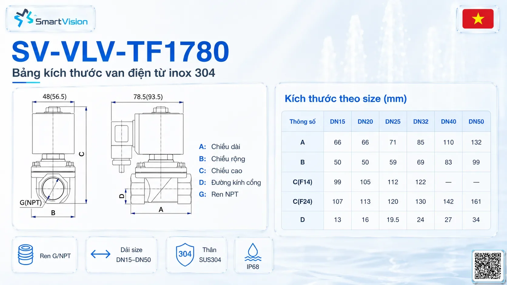 SV-VLV-TF1780 SV-VLV-TF1780 Underwater SUS304 Solenoid Valve Van điện từ cho nhạc nước, đài phun nước, Van điện IP68, Van solenoid Inox 304