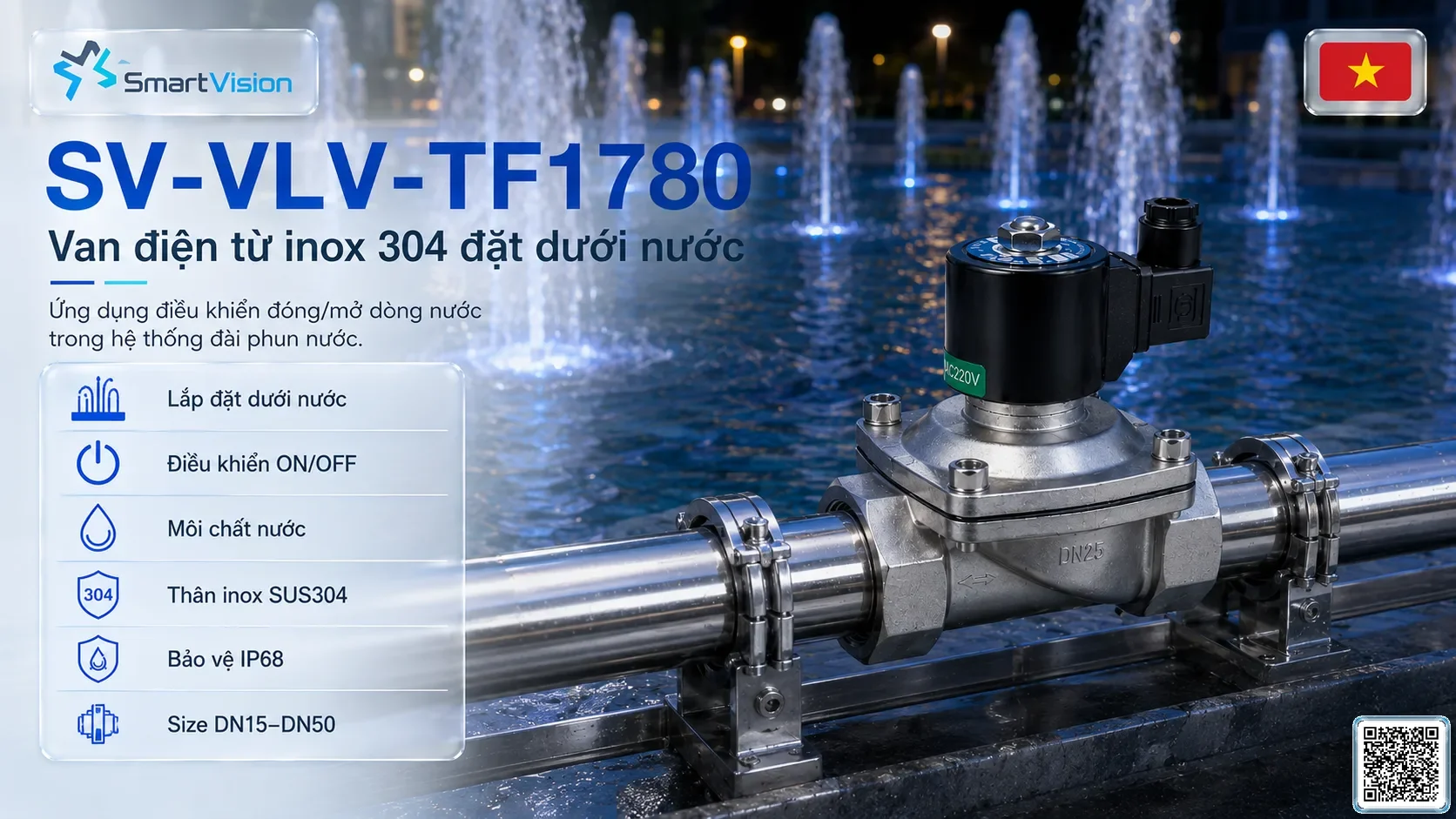 SV-VLV-TF1780 SV-VLV-TF1780 Underwater SUS304 Solenoid Valve Van điện từ cho nhạc nước, đài phun nước, Van điện IP68, Van solenoid Inox 304 SV-VLV-TF1780 SV-VLV-TF1780 Underwater SUS304 Solenoid Valve Van điện từ cho nhạc nước, đài phun nước, Van điện IP68, Van solenoid Inox 304